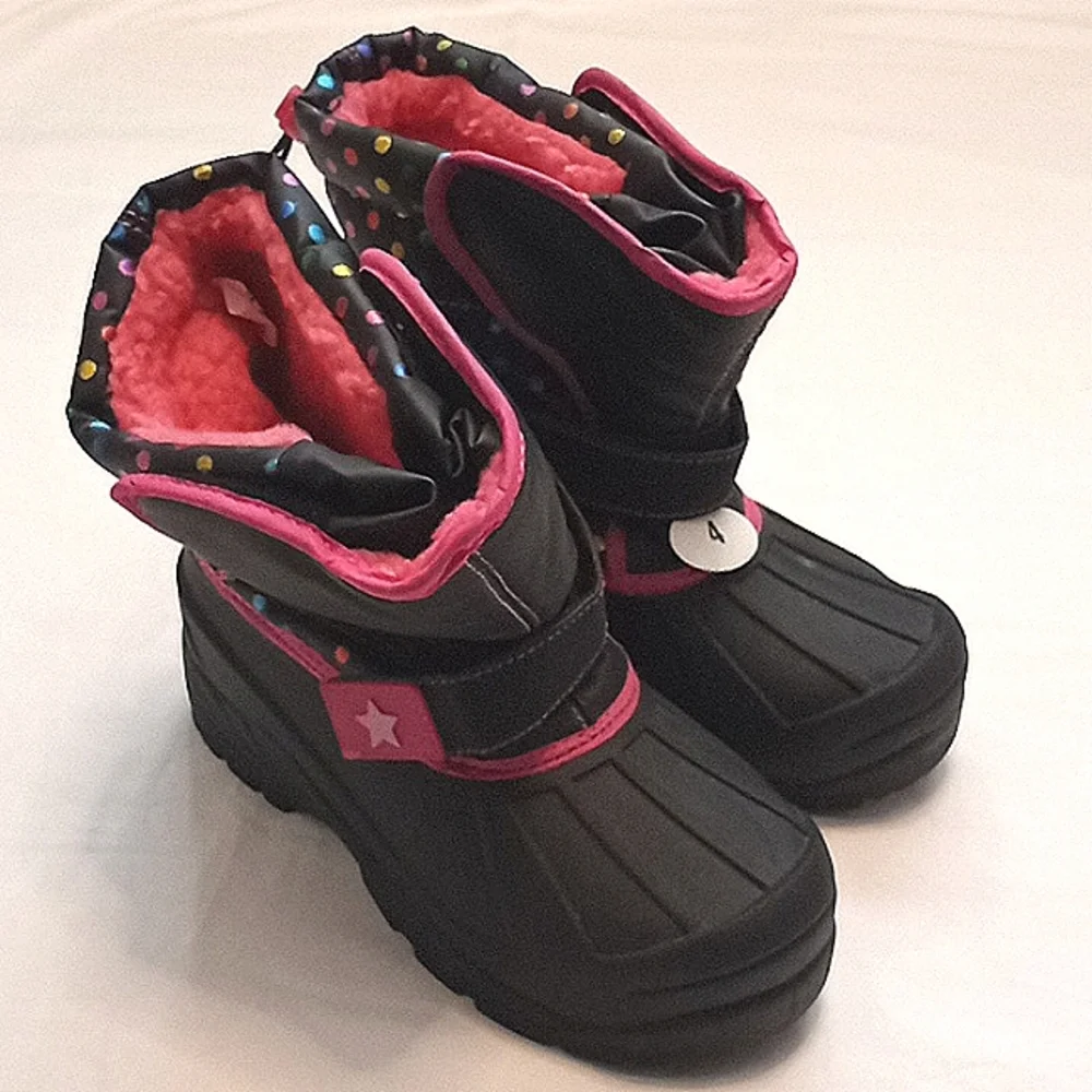 Athletech Kids Black and Pink Rain & Snow Boots